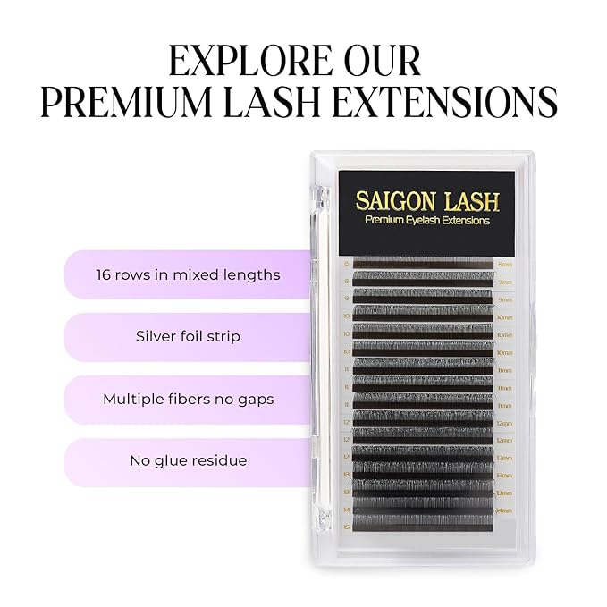 SAIGON LASH Y Eyelash Extensions, Split Tip Volume Lashes for Professionals, B/C/CC/D/DD Curl, 8-15mm Mixed Length, 0.07 Thickness, Soft Korean PBT Fiber, 16 Rows Tray (Y Lash B-0.07)