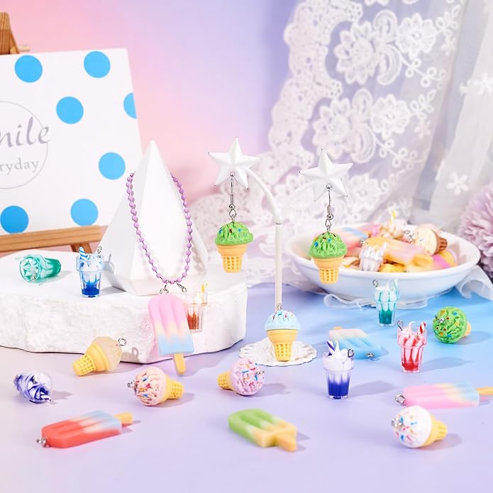 Craftdady Resin Plastic Miniature Food Snack Pendants Charms Ice Drink Juice Pendants Cute Bottle Fruit Keychain Charms Hang Ornament for DIY Craft Earring Bracelet Necklace Jewelry Making