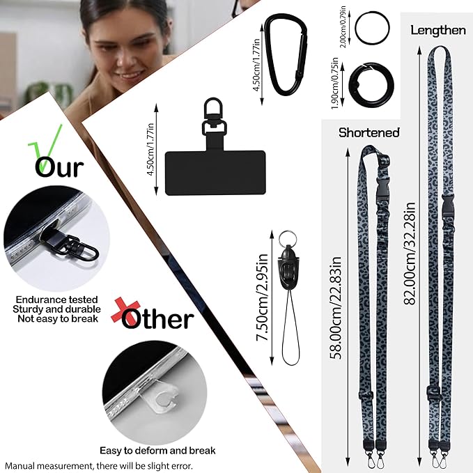2-in-1 Phone Lanyard Crossbody,Adjustable Phone Strap for Women,Cute Breakaway Lanyard for ID Badges,Keys