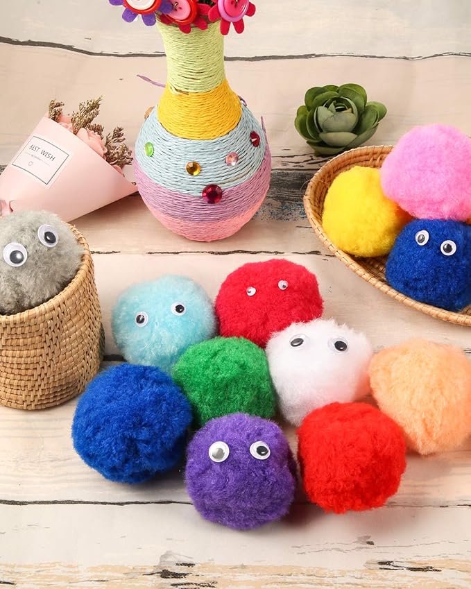 Pllieay 30pcs 15 Colors 2.4 Inch Very Large Assorted Pom Poms Arts and Crafts for DIY Creative Crafts Decorations, Water Balloons Outdoor Water Toys