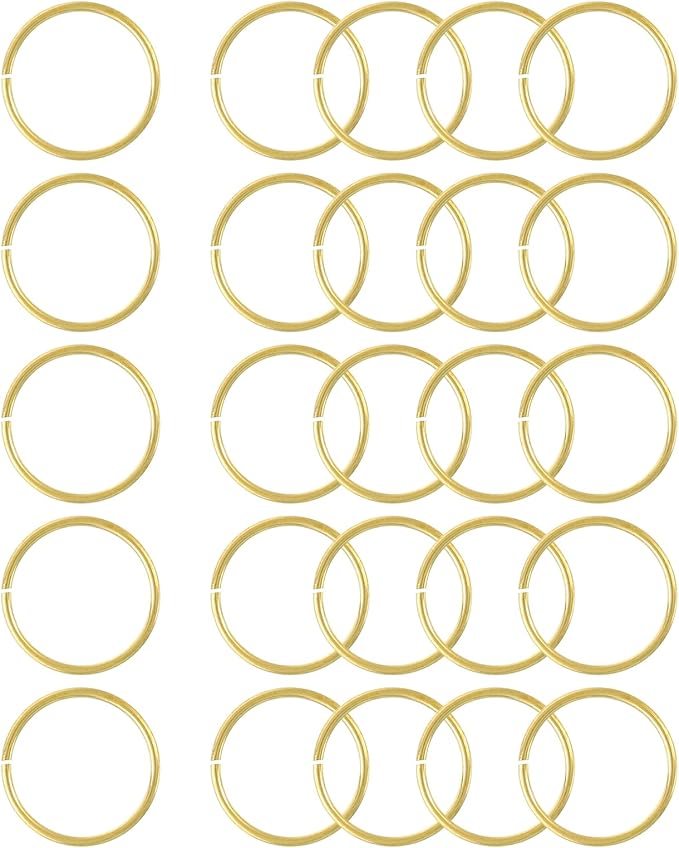 uxcell 25Pcs Open Jump Rings, 15mm/0.59" OD Brass Jump Ring Connectors 1mm Thick O Rings for Necklaces Bracelet Jewelry Making Keychain DIY Craft, Gold Tone
