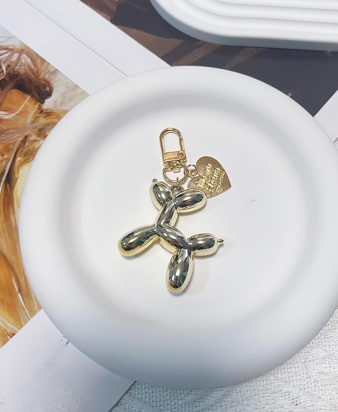 LAEKOU Jelly Balloon Dog Design Keychain for Women, Cute Girls Key Chain, Bag Charms Accessories for Car Purse Backpack