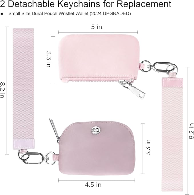 Babysun Mini Zip Around Dual Pouch Wristlet With 2 Straps Wristlet Keychain Wallet for Women Coin Purse Small Cute for Teen Girl