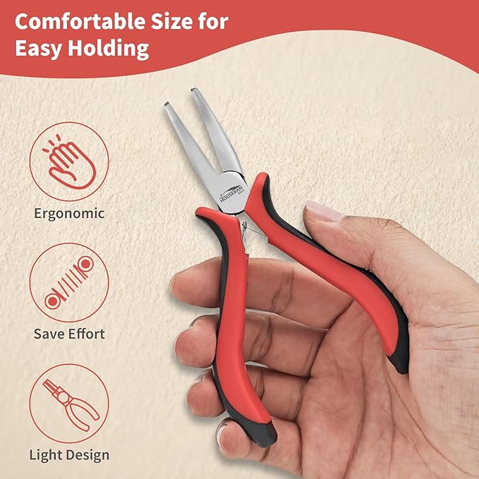 Bent Nose Pliers 5"-5 Pack Bent Nose Pliers for Jewelry Making with Spring Loaded for DIY, Craft, Repairing