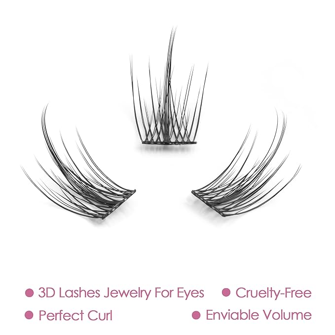 DIY Eyelash Extension, 3D Effect Individual Melt Flare Lash Cluster Natural Lashes Set, Home Eyelash Extension, D curl Lashes Pack 12mm,14mm (14MM-Spikes)