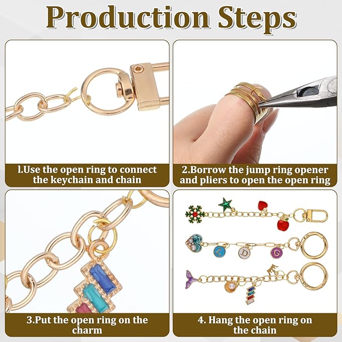 Meyeyaia 325pcs DIY Keychain Kit,Including 20 Keychain Clips 25 Extender Chain 118 Charms Jewelry Plier, Bag Charm Kit,Keychains Making Kits for DIY Crafting and Jewelry Making