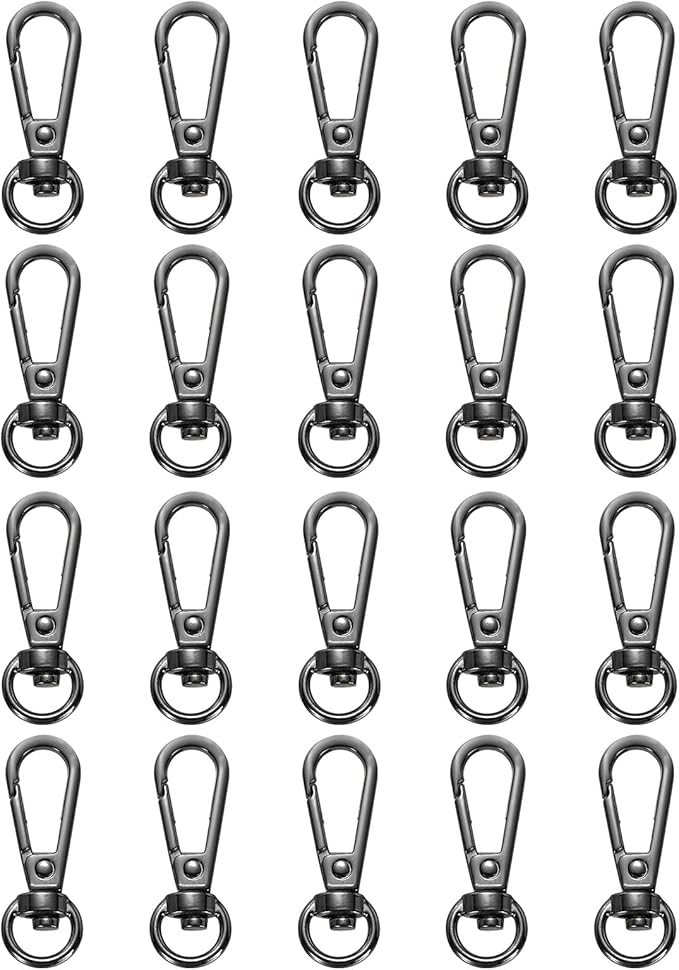 PATIKIL Swivel Lobster Claw Clasps 20pcs Push Gate Snap Hook Metal Trigger Clips Purse Hardware for Keychains Purse Handbag Makings DIY Crafts, Black