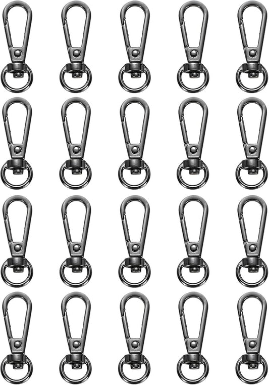 PATIKIL Swivel Lobster Claw Clasps 20pcs Push Gate Snap Hook Metal Trigger Clips Purse Hardware for Keychains Purse Handbag Makings DIY Crafts, Black