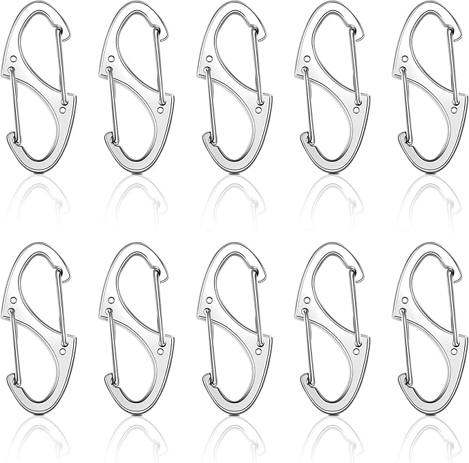 Moxweyeni 20 Pcs Zipper Clip S Carabiner Clips Small Alloy Snap Hook Anti Theft 1. 6 Inch Mini Dual Wire Gate Interlocking Keychain Clip Attachment for Women Men Camping Hiking