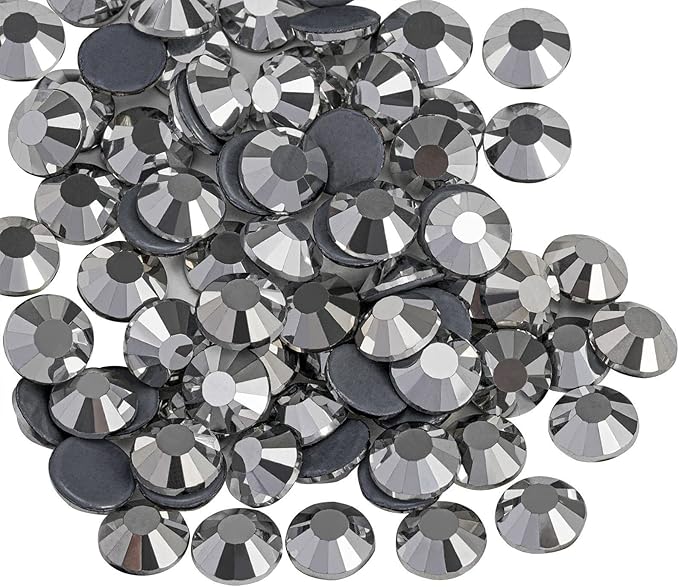 Beadsland Hotfix Rhinestones, 288pcs Flatback Crystal Rhinestones for Crafts Clothes DIY Decoration,Silver Hematite, SS30, 6.3-6.5mm