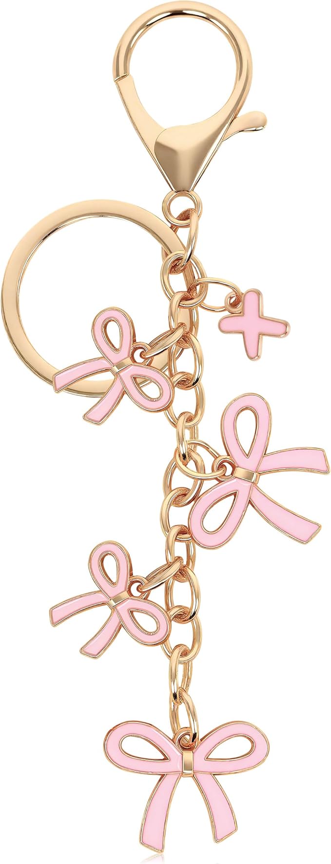 Bow Purse Charms Keychain - Pink Bow Alphabet Letter Key Chain, Bag Charms Wallet
