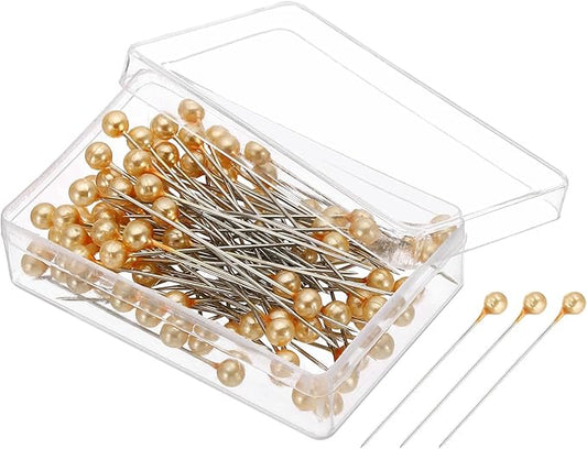PATIKIL Sewing Pins, 600 Pcs 1.5 Inch Straight Pin with Plastic Pearlized Ball Head for Fabric, Decorative, Jewelry DIY, Craft and Sewing Project, Champagne