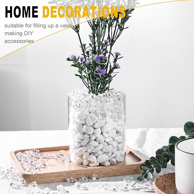 DomeStar 550PCS Fake Ice, Vase Fillers, Acrylic Clear Rocks Fake Diamonds Clear Gems Crystals for Fish Tank Table Scatter Decoration