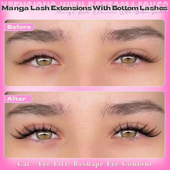 Fox Eye Lash Clusters Fairy Eyelash Clusters with Bottom Lashes Wispy Spiky Cluster Eyelash Extensions Natural C Curly Individual Lashes Manga Lash Extension Left+Right Cat Eye Lash Cluster by Pleell