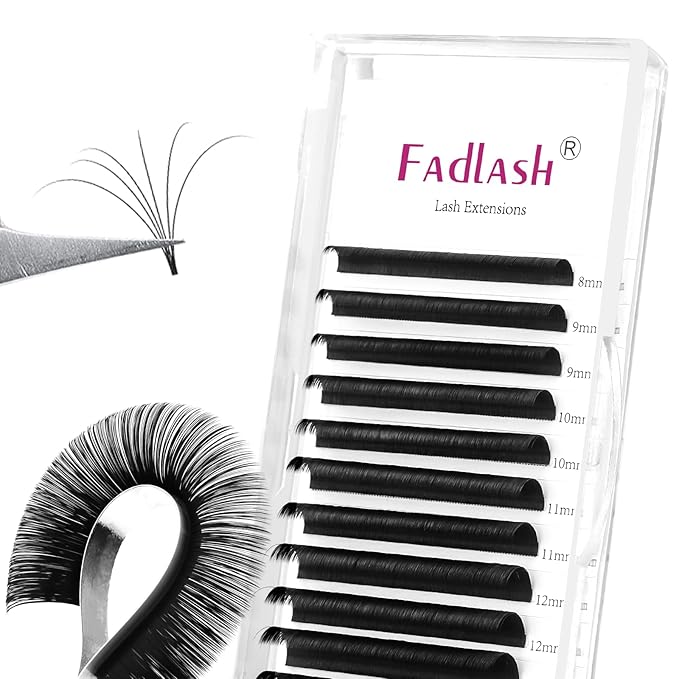 FADLASH Easy Fan Lash Extensions D Curl 0.07 Volume Eyelash Extensions 8-14mm Mixed Lash Trays 2D-10D Self Fanning Lash Extensions Soft Individual Lashes (0.07-D, 8-14mm Mix)