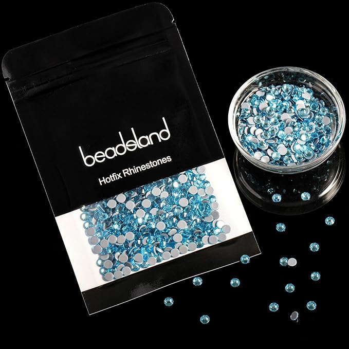 Beadsland Hotfix Rhinestones, 288pcs Flatback Crystal Rhinestones for Crafts Clothes DIY Decorations, Aquamarine(SS30/6.3-6.5mm)
