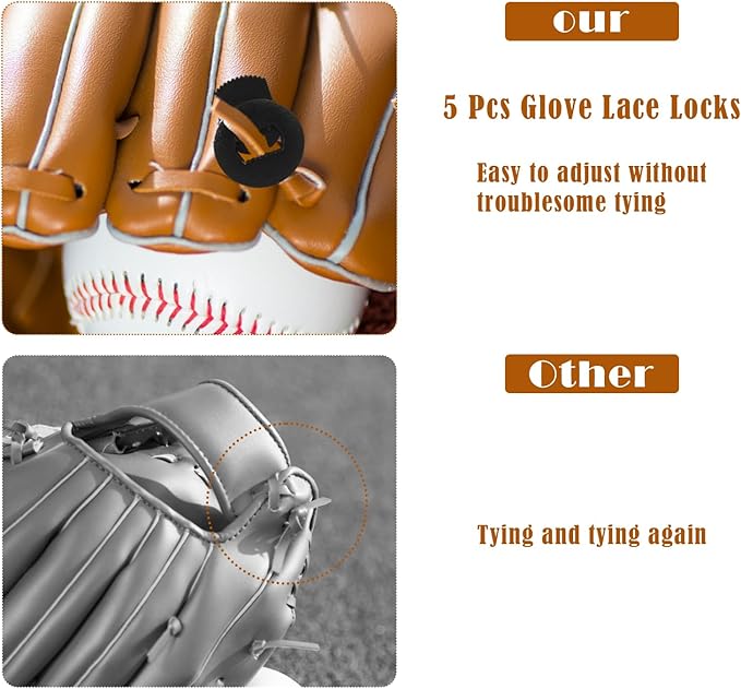 5pcs Baseball Lacing Needles， Handy Glove Shoelace Repair Kit, Baseball and Softball Glove Lacing Needles 5 Lace Locks with Needle Bag and Storage Box Mitt Repair Tool for Catcher's