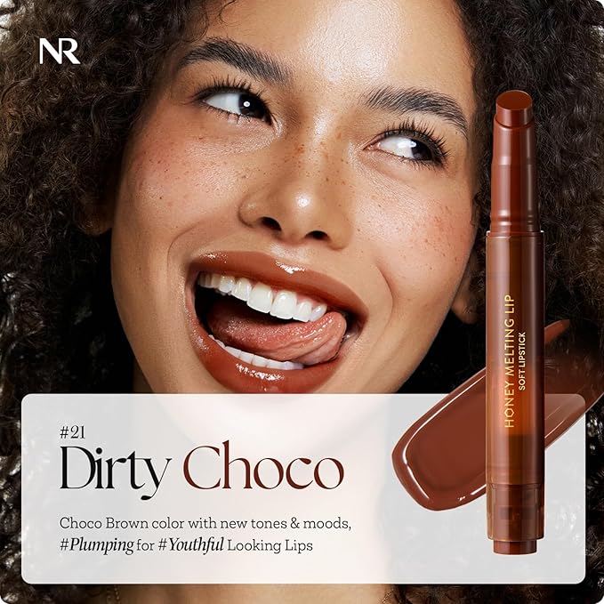 Nature Republic HONEY MELTING LIP PLUMPING (21 DIRTY CHOCO) SOFT LIP STICK, Hydrating Gloss, Moisturizing balms, Volumizing formula & Sheer tint, Glowy Finish, korean make up