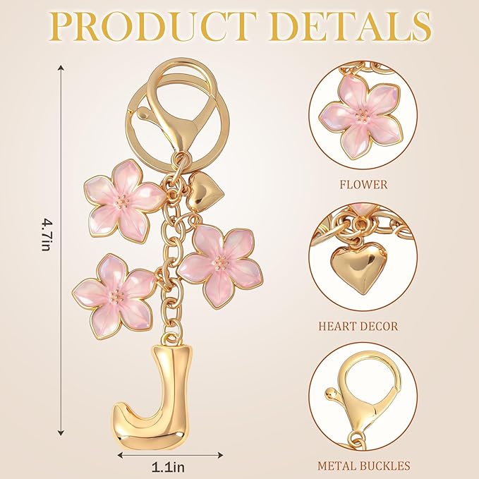 Snycler Bubble Initial Keychain Graceful Flower for bags car remote–A-Z Letter Charms for Women