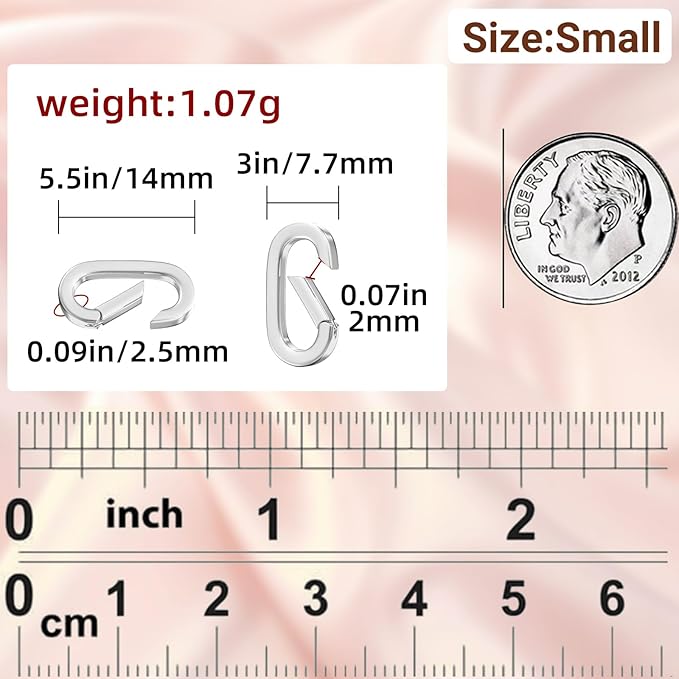 10Pcs Oval Clasp Carabiner Necklace Clasps and Closures, Spring Ring Clasp Pearl Necklace Enhancer Connector for Jewelry Bracelet Making