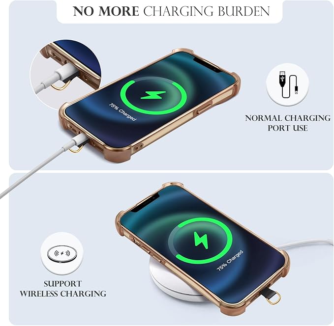TiMOVO 2-in-1 Phone Lanyard Crossbody, Adjustable Phone Strap for Most Smartphones, PU Strap Combo with Metal Chain for Women
