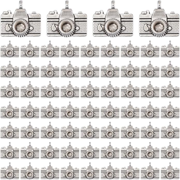 DICOSMETIC 70Pcs Camera Shape Charm Alloy Camera Charms Vintage Photography Charms 14x15.5x4.5mm Mini Metal Charm for Bracelet Earring Jewelry Making, Hole: 1.6mm