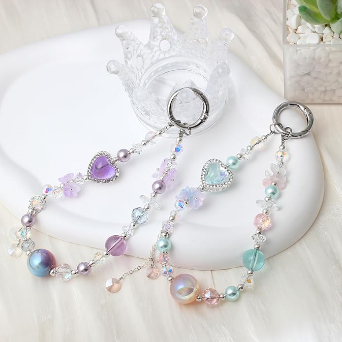 Beaded Phone Wrist Strap,Crystal Keychain Wristlet,Camera Strap Wrist,Cute Phone Chain Wristlet Purse Bag Charms