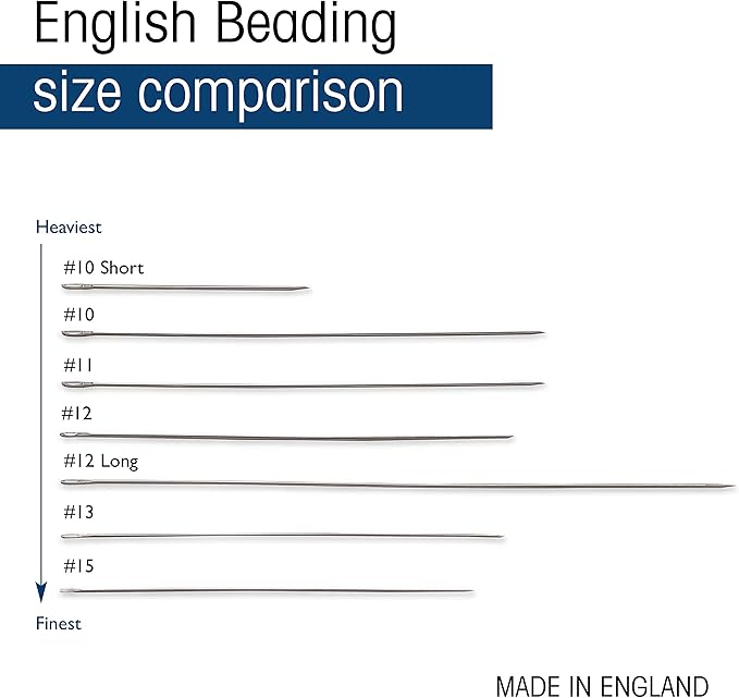 The Beadsmith English Beading Needles, Size 12, 4 Needles per Card, Made in England, Use for Loom Weaving Beadwork, Off-Loom Stitching and Jewelry Making with Seed Beads