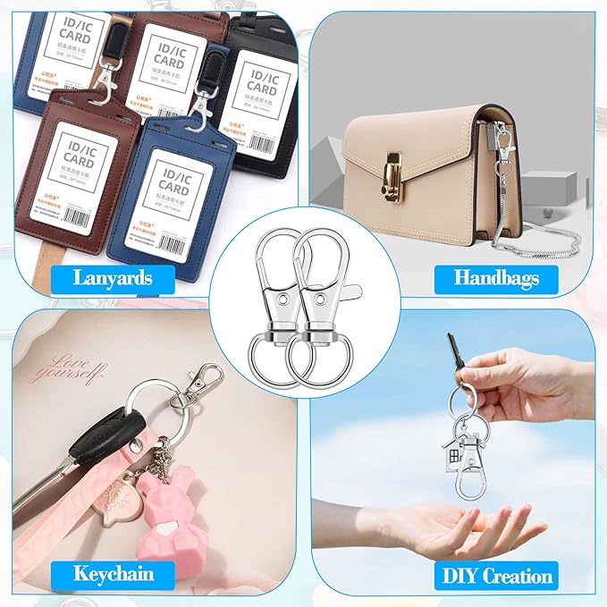 Anezus 150 Pcs Swivel Key Chain Lanyard Carabiner Hook for Key Chain Rings Lanyard