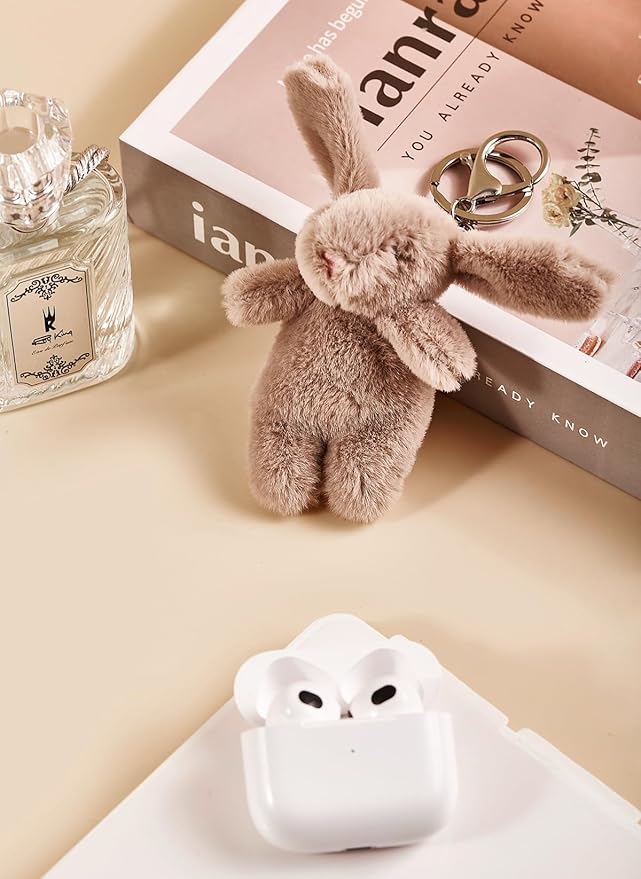 Cute Bunny Bag Charm, Kawaii Bunny Keychain 3.5" Inch Mini Rabbit Purse Charm Decoration for Women Girls