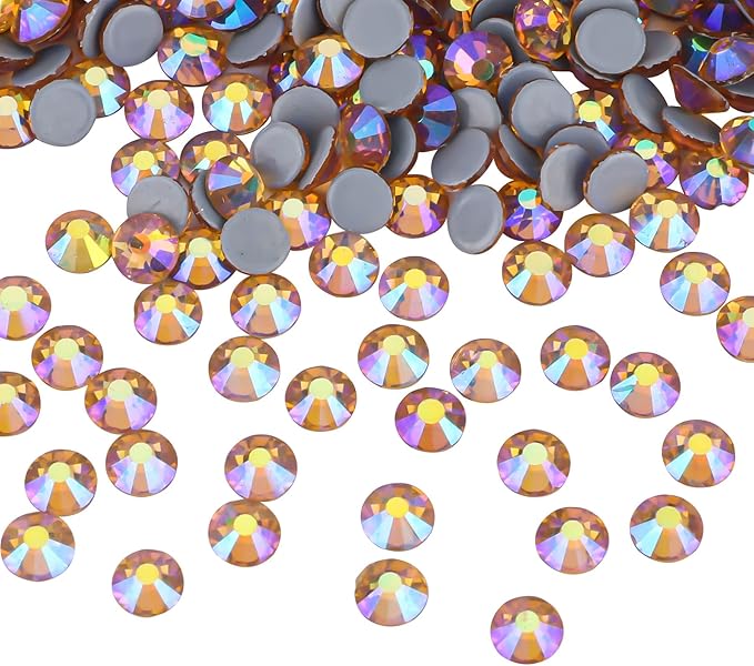 Hot Fix Crystal Flatback Rhinestones Glass Diamantes Gems 7.2mm(34ss 288pcs, Topaz AB)