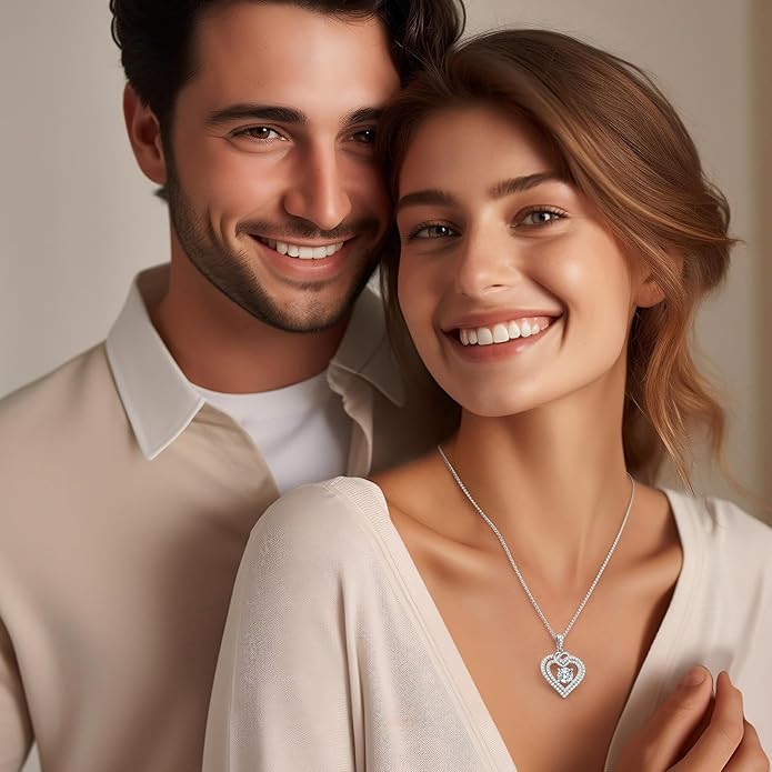 OOBEE Moissanite Heart Necklaces for Women, 1- 4 Carat Moissanite 925 Sterling Silver Gold Plating Fine Women Necklace，Ideal Anniversary Birthday Christmas Valentine Mothers Day Jewelry Gifts for Mom Wife Her Girlfriend