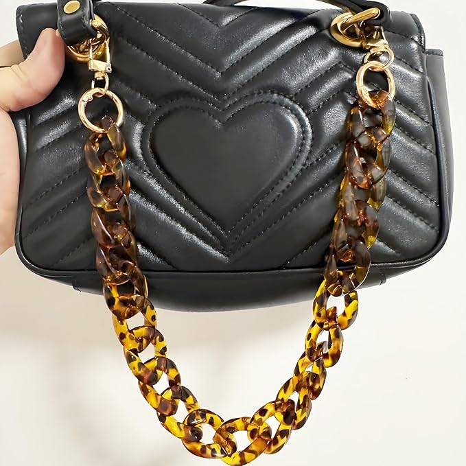 2PCS Handbag Chain Replacement Strap Wallet Chain Strap Acrylic Leopard Print 14.5 Inch 37cm for Handbag Shoulder Bag Enhancement Durable and Stylish Wallet Chain Extension