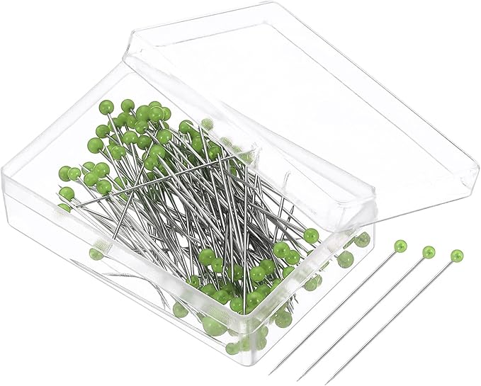 PATIKIL Sewing Pins, 200 Pcs 1.5 Inch Pearlized Ball Head Pins Straight Pin for Fabric, Decorative, Cloth Making, DIY, Green
