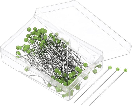PATIKIL Sewing Pins, 200 Pcs 1.5 Inch Pearlized Ball Head Pins Straight Pin for Fabric, Decorative, Cloth Making, DIY, Green
