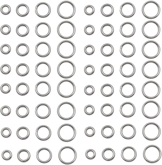 1200 Pcs Mix 4mm 5mm 6mm 7mm Stainless Steel Rings Jump Rings Connector Rings for Jewelry Making Necklaces Bracelet Earrings Keychain DIY Craft (M533)