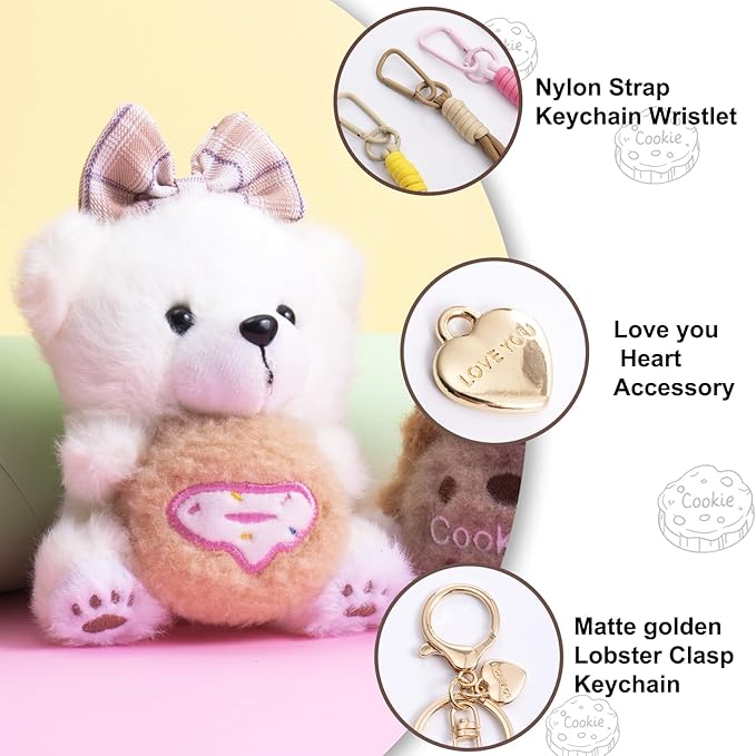 Cute Key Chain Plush Bear Bag Charm Teddy Bear Keychain Gift For Handbag,Purse, Backpack, Car Keys