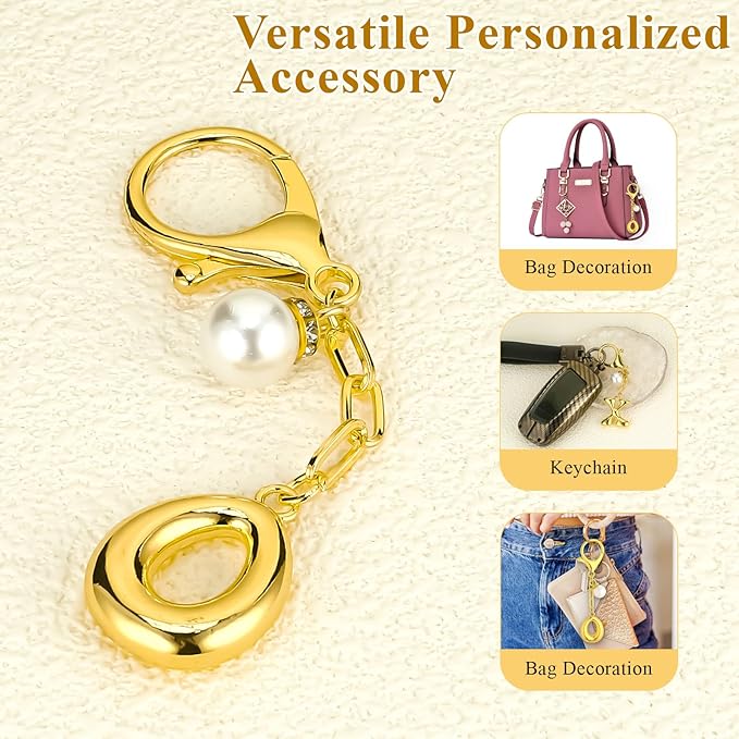 VICKHU Gold Plated Bubble Initial Letter Cute Keychain for Women Car Key Purse Decorative Keyring Handbag Charms Fashion