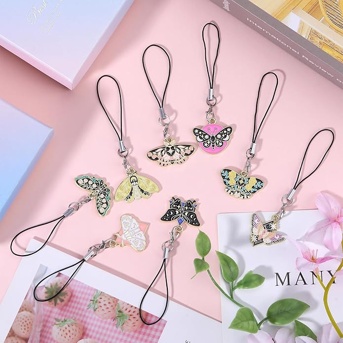 BEEFLYING Cute Charms for Mobile, Kawaii Charms Straps Aesthetic Y2K Cell Phone Pendants Accessories for Phone Bag Keychain Airpods Camera Wallet Decor