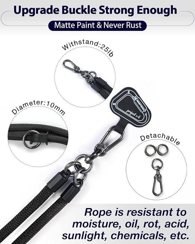 project-cb Cell Phone Lanyard ×1, Tether Tab ×2, Universal Adjustable Phone Strap, Crossbody, Neck Phone Lanyard, Rope Strap
