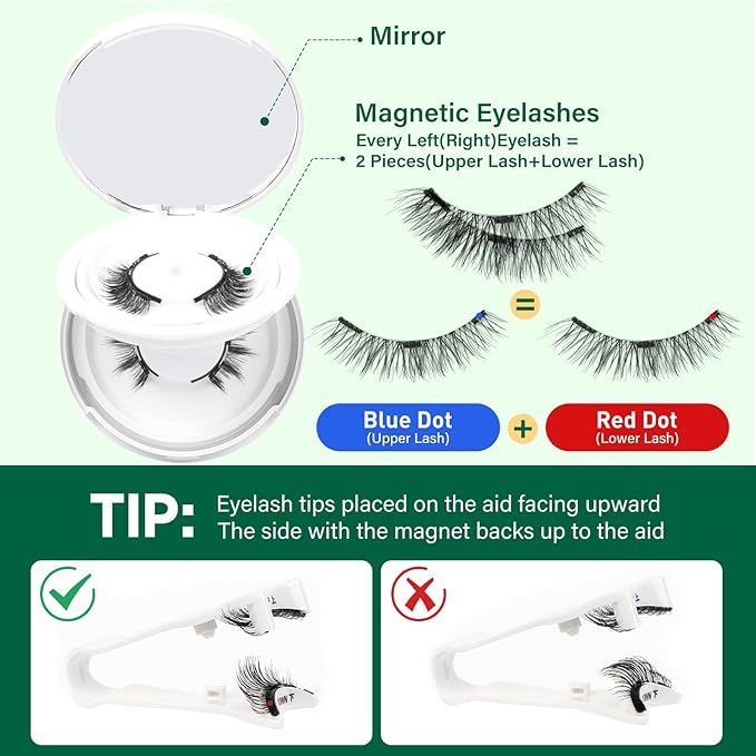 KEYYOU Daily Wear Reusable Magnetic Eyelashes 2 Pair with Applicator No Glue Needed 3D Natural Magnetic Lashes, Easy to Apply & Long Lasting for Daily Use & Events(A01+A04)