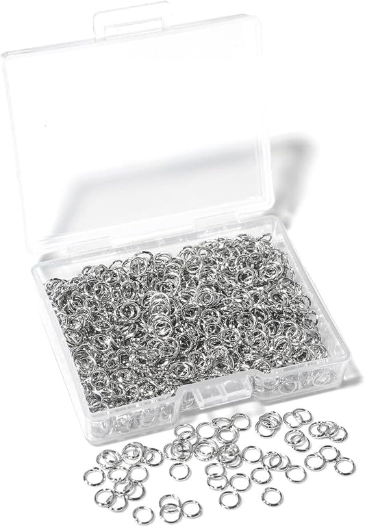 1000 Pcs 4mm Open Jump Rings Rhodium Plated Jump Rings for Jewelry Making Iron Made Single Ring Bulk for DIY Craft Earring Necklace Bracelet Pendant Choker Jewelry Making Findings