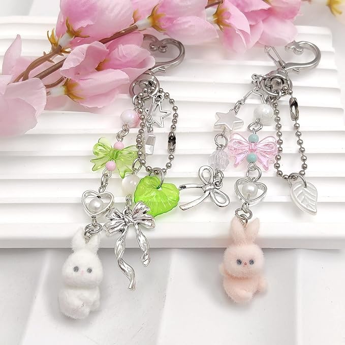 Cute Pink Keychain,Fuzzy Cat Keychain Aesthetic Y2K KeychainStylish KeychainsAccessories