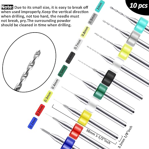 Mudder 57 Pieces Micro Hand Drill Bits Set with Pin Vise 46 Pcs Pin Vise Hand Twist Drills and 10 Pcs PCB Mini Cutting Bits for Resin Polymer Clay Craft DIY Jewelry(Black)