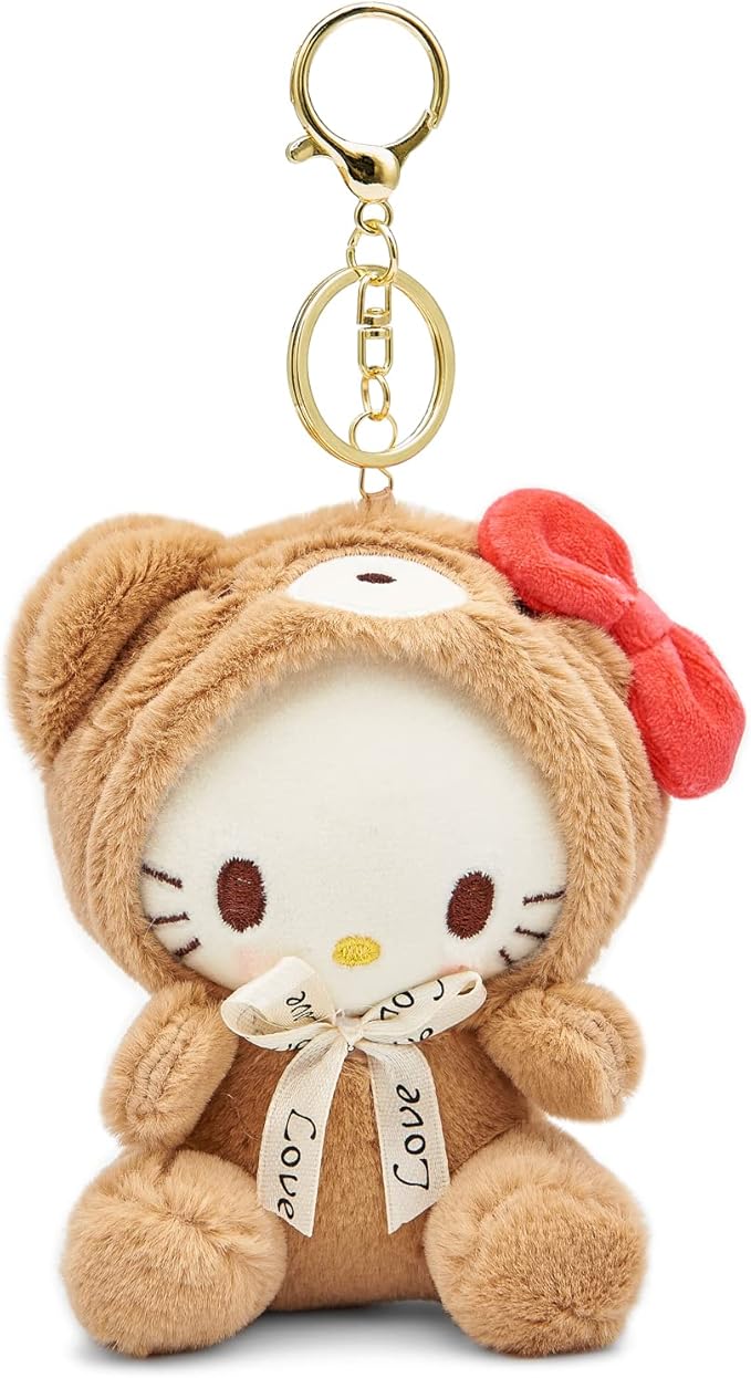 Cute Plush Keychain for Women Girls, 5" Lovely Keychain Decorative Accessories, Purse Bag Backpack Charm