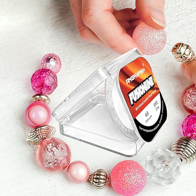ANGRYFISH Fusionline,Micro-Fused Braided Thread,Unbelievably High Tensile Strength,Not Stretch,Super Strong Stringing Material for Bracelet,Jewelry Making and Bead Weaving (Crystal, 6lb,0.006in-30yd)