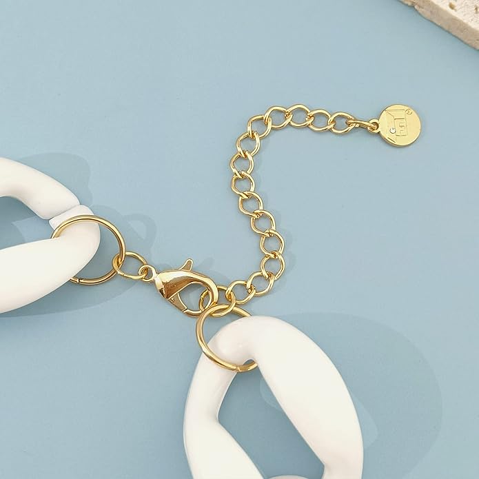 Firstmeet Chunky Acrylic Necklace Smooth Chain Link Cool Statement Choker Cuban Style Jewelry Gift for Women