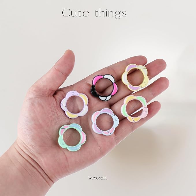 12Pcs Colorful Cute Carabiners Keychain Clip,Sunflower Shape Clip Aluminum Hook Accessories Snap Link Key Chain Ring Hook