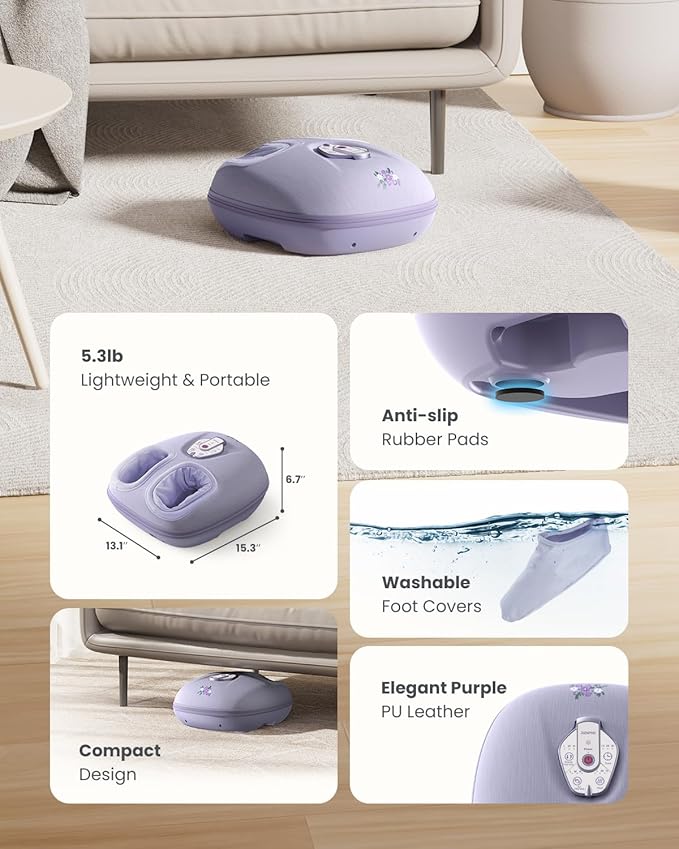 RENPHO Foot Massager Machine with Heat [2026 Upgraded], Shiatsu Foot Massager for Plantar Fasciitis, Valentines Day Gifts for Women, Cordless Control, Best Gifts for Women/Mom/Wife, PU