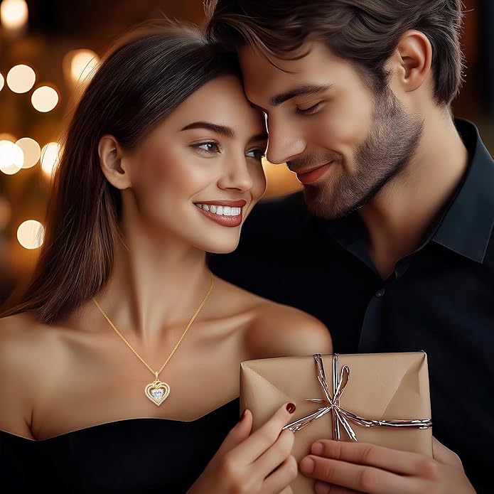 OOBEE Moissanite Heart Necklaces for Women, 1- 4 Carat Moissanite 925 Sterling Silver Gold Plating Fine Women Necklace，Ideal Anniversary Birthday Christmas Valentine Mothers Day Jewelry Gifts for Mom Wife Her Girlfriend